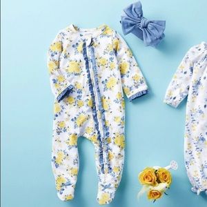 MUD PIE 3-6 Month baby girl sleep & play footie w/matching bow